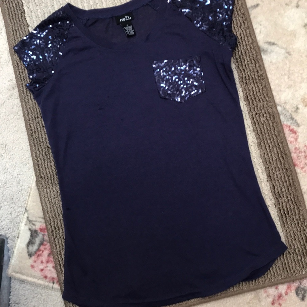 Ladies Junior Rue21 Purple Bling Short Sleeve Tee